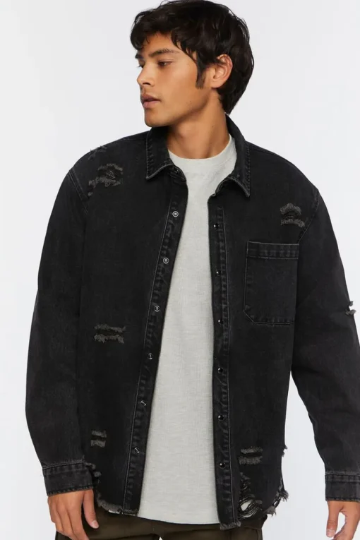 Distressed Long-Sleeve Shirt
