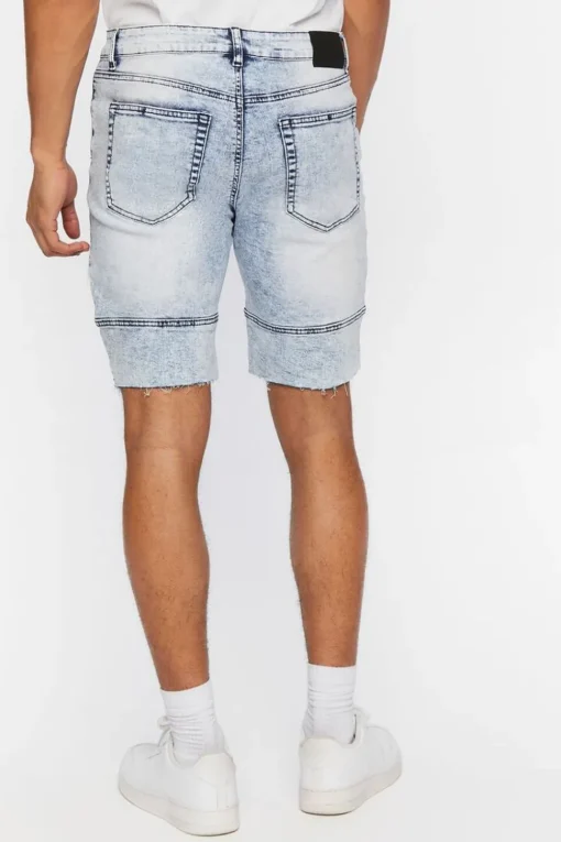 Distressed Moto Denim Shorts