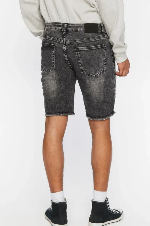 Distressed Moto Denim Shorts