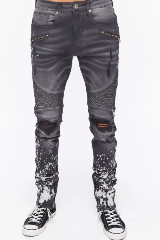 Distressed Paint Splatter Skinny Jeans