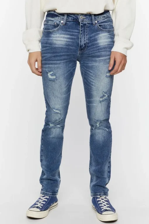 Distressed Slim-Fit Jeans
