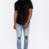 Distressed Slim-Fit Stone Wash Jeans