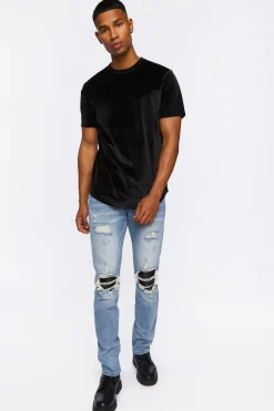 Distressed Slim-Fit Stone Wash Jeans