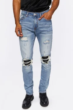 Distressed Slim-Fit Stone Wash Jeans
