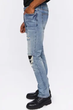 Distressed Slim-Fit Stone Wash Jeans