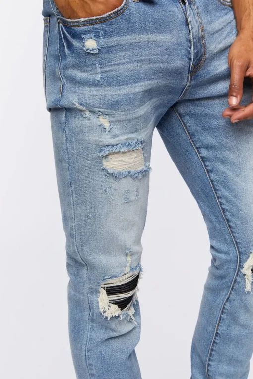 Distressed Slim-Fit Stone Wash Jeans