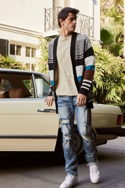 Distressed Stone Wash Slim-Fit Jeans