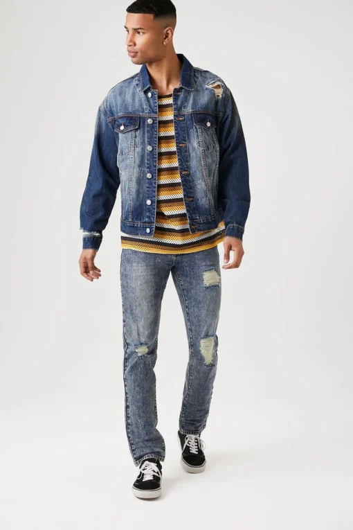 Distressed Stone Wash Trucker Jacket