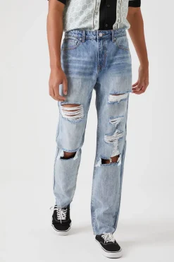 Distressed Straight-Leg Jeans