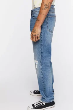 Distressed Straight-Leg Jeans