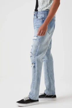 Distressed Straight-Leg Jeans