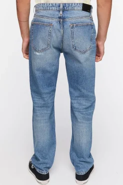 Distressed Straight-Leg Jeans