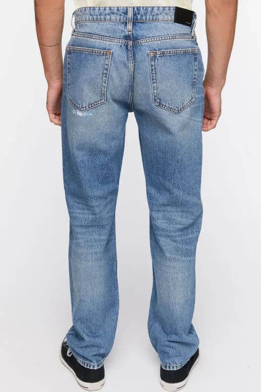 Distressed Straight-Leg Jeans