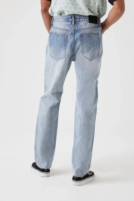 Distressed Straight-Leg Jeans