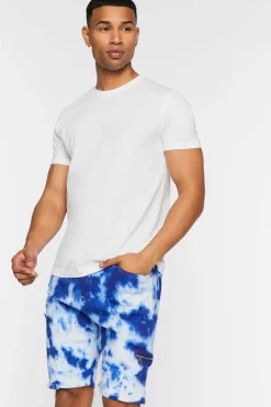 Distressed Tie-Dye Denim Shorts