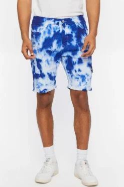 Distressed Tie-Dye Denim Shorts