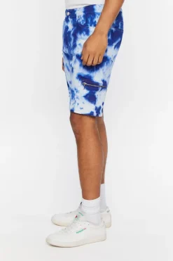 Distressed Tie-Dye Denim Shorts