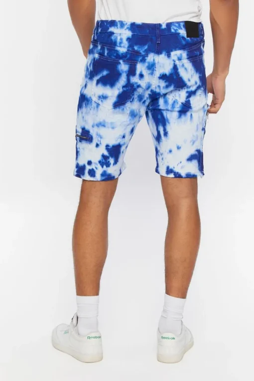 Distressed Tie-Dye Denim Shorts