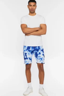 Distressed Tie-Dye Denim Shorts