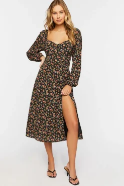 Ditsy Floral Print Midi Dress