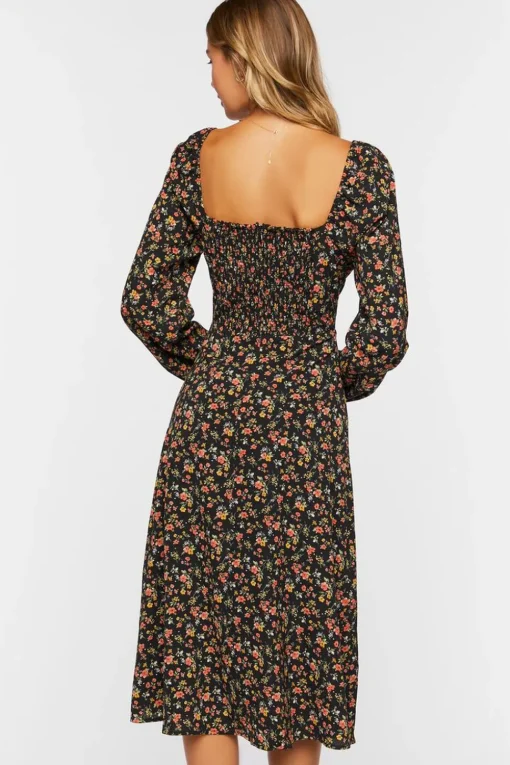 Ditsy Floral Print Midi Dress