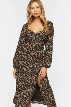 Ditsy Floral Print Midi Dress