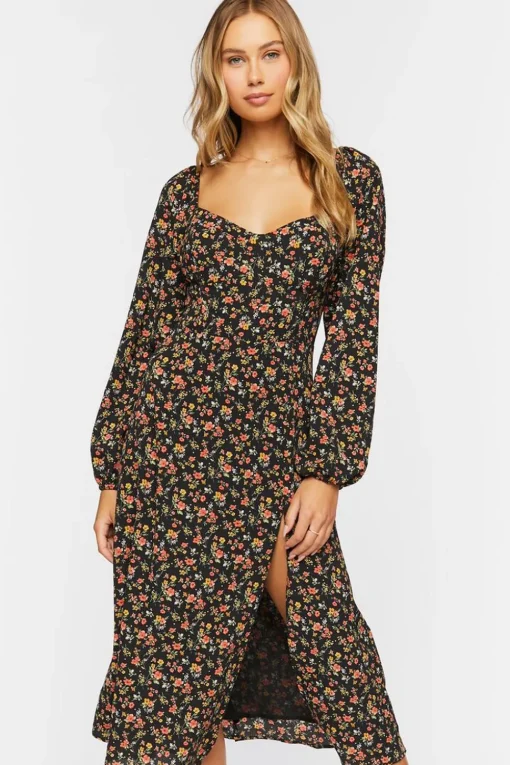 Ditsy Floral Print Midi Dress