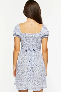 Ditsy Floral Puff-Sleeve Mini Dress