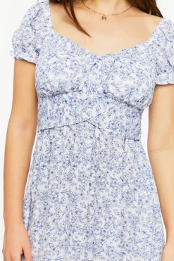 Ditsy Floral Puff-Sleeve Mini Dress