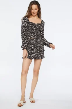 Ditsy Floral Smocked Ruffled Skirt