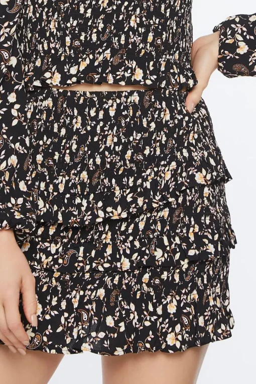 Ditsy Floral Smocked Ruffled Skirt