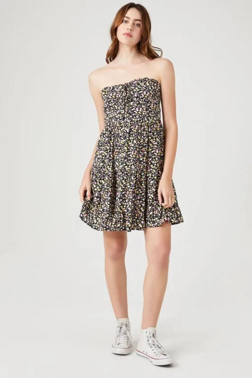 Ditsy Floral Strapless Mini Dress