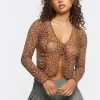 Ditsy Floral Tie-Front Mesh Top