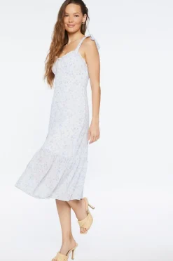 Ditsy Floral Tie-Strap Midi Dress