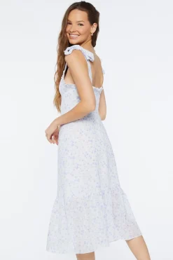 Ditsy Floral Tie-Strap Midi Dress