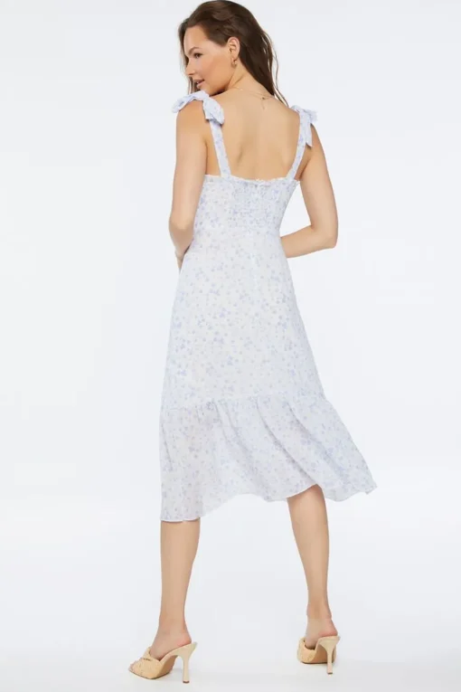 Ditsy Floral Tie-Strap Midi Dress