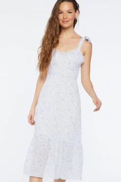 Ditsy Floral Tie-Strap Midi Dress