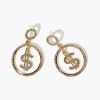 Dollar Sign Drop Hoop Earrings