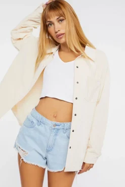 Dolphin-Hem Buttoned Shacket