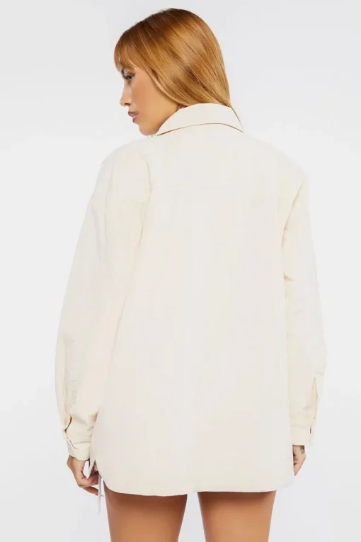 Dolphin-Hem Buttoned Shacket