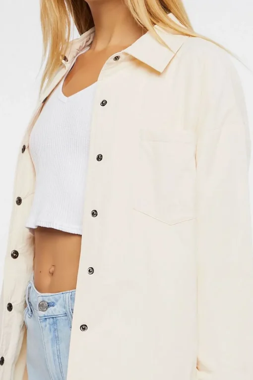 Dolphin-Hem Buttoned Shacket
