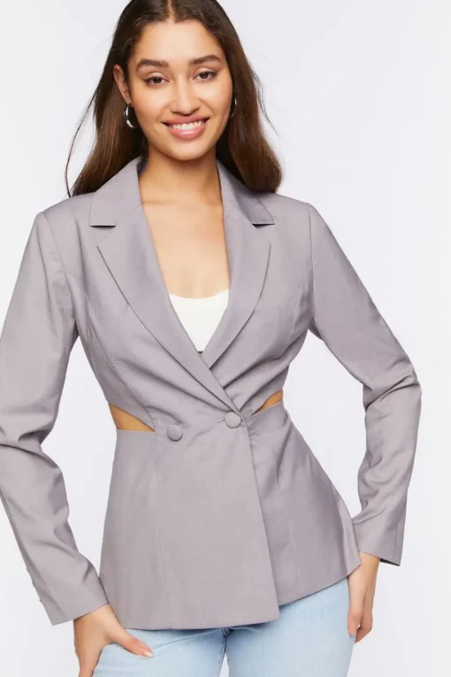 Double-Breasted Cutout Blazer
