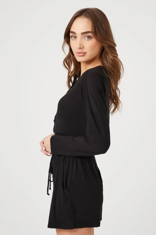 Drawstring Button-Front Romper