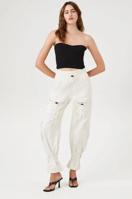 Drawstring Cargo Denim Joggers