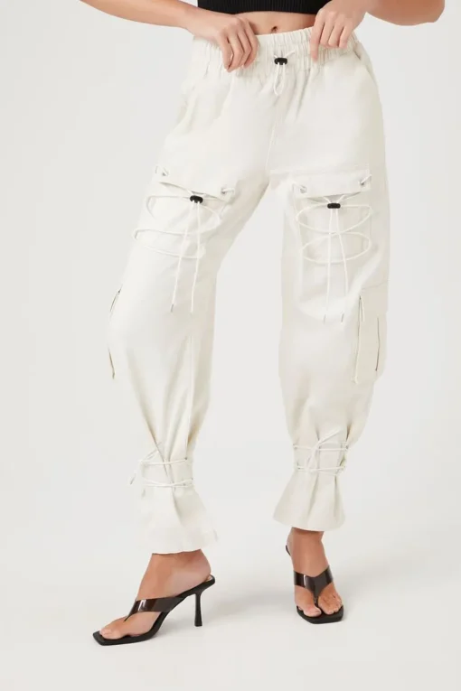 Drawstring Cargo Denim Joggers