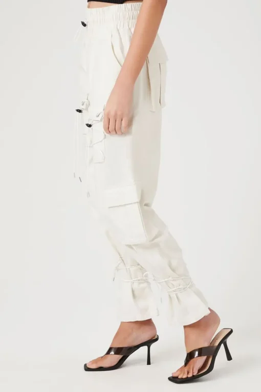 Drawstring Cargo Denim Joggers