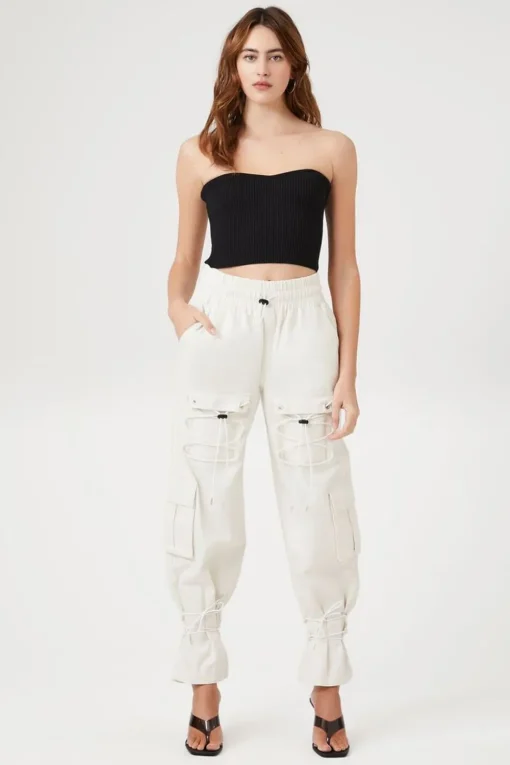 Drawstring Cargo Denim Joggers