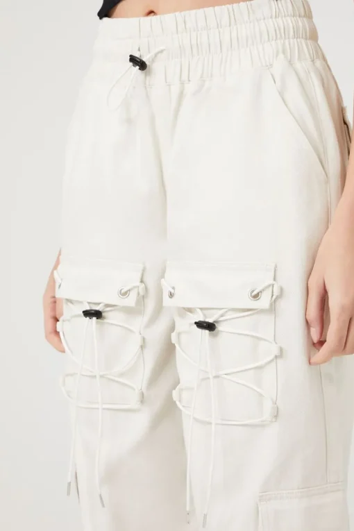 Drawstring Cargo Denim Joggers