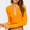 Drawstring Halter Cutout Crop Top