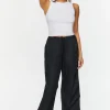 Drawstring Low-Rise Parachute Pants
